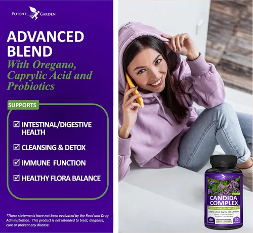Miniatura 3 de Potent Garden Candida Complex - Mezcla de orégano y ácido caprílico, complejo de equilibrio de flora intestinal, salud intestinal y apoyo