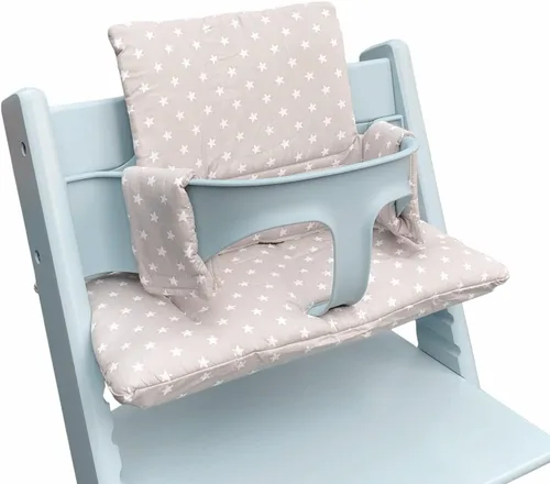 Miniatura 2 de ZARPMA Cojín para silla alta compatible con Stokke Tripp Trapp Chiar, funda de tela de algodón rellena con acolchado de algodón (gotas coloridas)