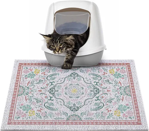 Miniatura 60 de Glittme Alfombrilla de Arena para Gatos con Base Antideslizante, Alfombrilla de Caja de Arena Impermeable que Atrapa la Arena, Fácil de Limpiar
