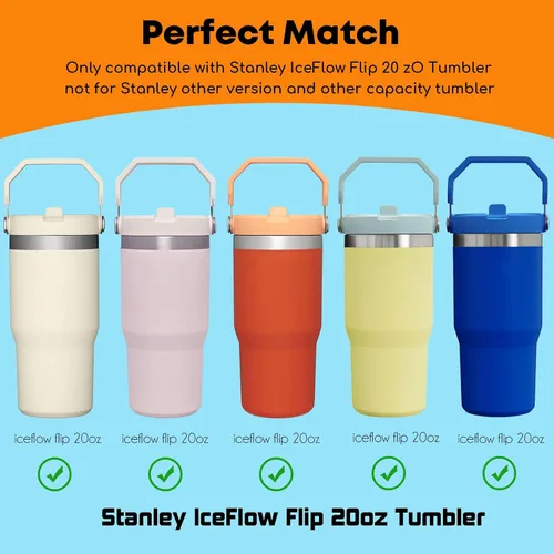 Miniatura 5 de ALINK - Paquete de 6 popotes de acero inoxidable compatibles con el vaso Stanley Iceflow de 20 onzas con tapa abatible, popotes metálicos