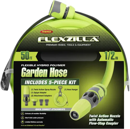 Miniatura 3 de Flexzilla Kit de manguera de jardín con accesorios de conexión rápida, 1/2 pulgada x 50 pies, resistente, ligero, ZillaGreen + manguera de jardín