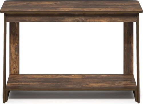 Miniatura 7 de Furinno Beginning - Soporte de TV rectangular de 2 niveles con estante abierto, consola de TV para TV de hasta 36 pulgadas, parte trasera abierta