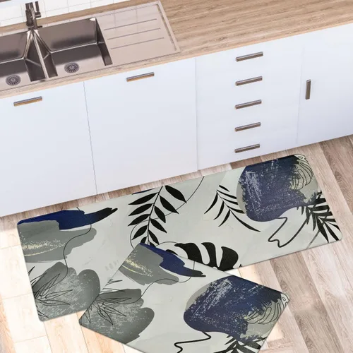 Miniatura 4 de Homcomoda Alfombras y tapetes de cocina antideslizantes y antifatiga, 2 piezas, bohemios, acolchados, impermeables, cómodos, para cocina, fregadero
