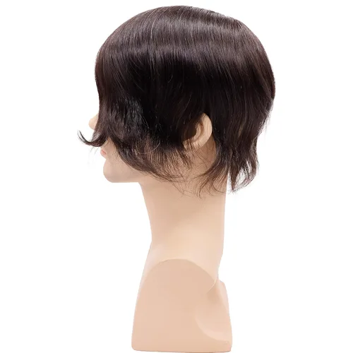Miniatura 4 de Monofilamento de cabello humano fino para hombre, peluca de monofilamento NPU para hombre, 5 x 7 pulgadas, color marrón oscuro #3 #3 Color marrón