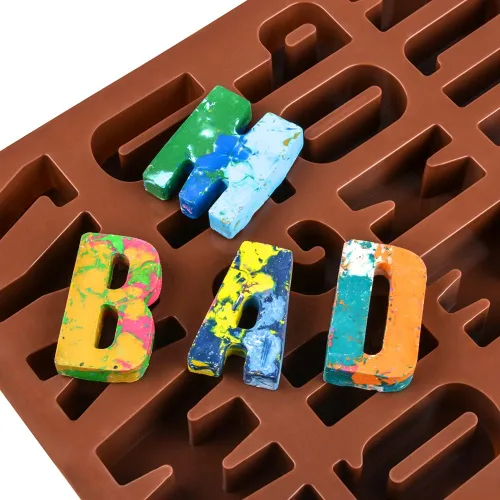 Miniatura 2 de Moldes de letras grandes de silicona con letras para crayón, decoración para hornear pasteles (2)