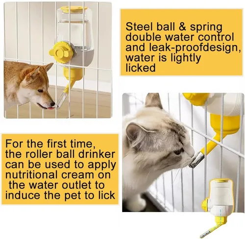 Miniatura 7 de Comederos automáticos colgantes para perros y gatos, comedero automático para conejos sin goteo, dispensador de jaulas de alimentación de mascotas