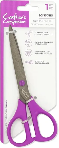 Crafter's Companion Tijeras rectas para proyectos de manualidades y corte de papel y tarjetas, 6 pulgadas, 6 pulgadas, color plateado