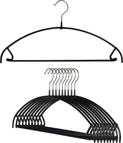 Mawa by Reston Lloyd Euro Ultra Light/Thin Series, Percha antideslizante que ahorra espacio con barra y ganchos para pantalones y faldas, estilo