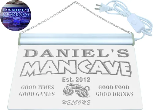 Miniatura 2 de ADVPRO - Cartel de neón para nombre y fecha personalizados, bar para hombres «Daniel´s», st4-x0012-tm Azul