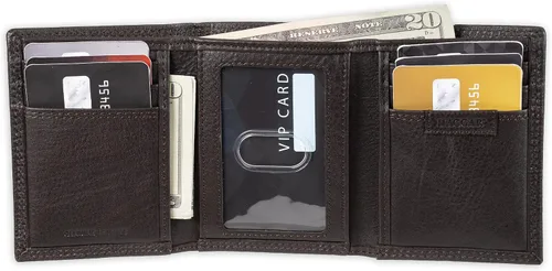 Miniatura 4 de Haggar Cartera triple RFID de cuero para hombre