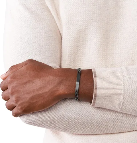 Miniatura 3 de Fossil - Pulsera de identificación de acero inoxidable chapado para hombre de regalo personalizada grabable