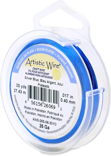 Miniatura 24 de Artistic Wire, alambre para manualidades de calibre 22 bañado en plata, resistente a las manchas, color cobre, blanco, 9,1 m