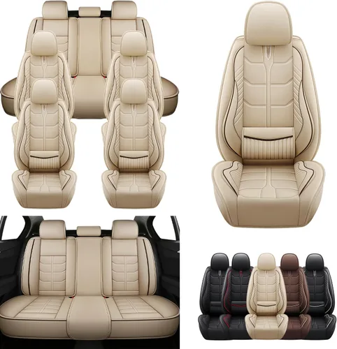 Miniatura 15 de URINOVET Funda de asiento de automóvil para Jeep Wagoneer 2022-2023, funda de asiento delantero y trasero de 7 plazas, fundas de asiento de cuero