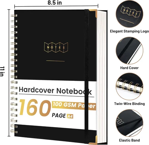 Miniatura 3 de Yoment Cuaderno de espiral de 8.5 x 11 pulgadas, cuadernos de tapa dura A4 para el trabajo, cuaderno con rayas universitarias, diario, cuadernos