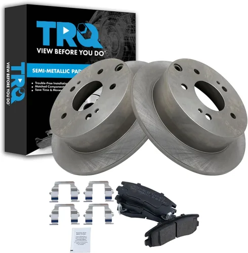 Miniatura 87 de TRQ Juego de pastillas de freno semimetálicas traseras y rotores compatibles con Chevrolet Trailblazer 02-06 Trailblazer EXT 04-06 SSR 02-07 GMC