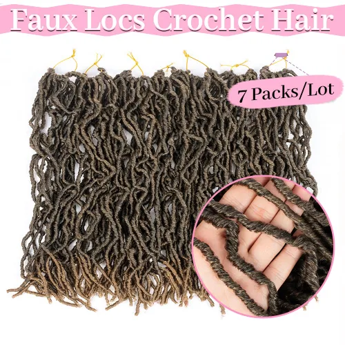 Miniatura 4 de Umylar - Paquetes de 7 rastas sintéticas de ganchillo de 24 pulgadas / 61 cm., extensiones de rastas suaves de diosa, cabello sintético de ganchillo