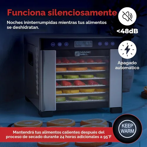 Miniatura 7 de Magic Mill Pro - Máquina deshidratadora de alimentos 7 bandejas XL de acero inoxidable Secador para charqui, bocadillos para perros, hierbas