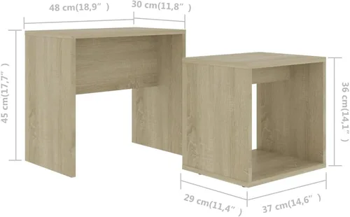 Miniatura 2 de Mesa auxiliar, mesa de centro cuadrada adecuada para sala de estar, oficina, balcón, estudio, juego de sala de estar familiar, roble Sonoma de 18.9