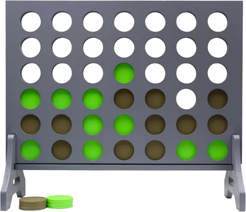 Miniatura 72 de Juego gigante 4 en una fila para familia y adultos – Tailgating Pros Jumbo de madera gris cuatro en una fila juego de patio para interiores