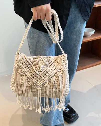Miniatura 2 de Crossbody Bag Purse Women Cute Hobo Bag Satchel Bag Summer Beach Bag Knit Bag Shoulder Bag Tassels Crochet Tote Handbags