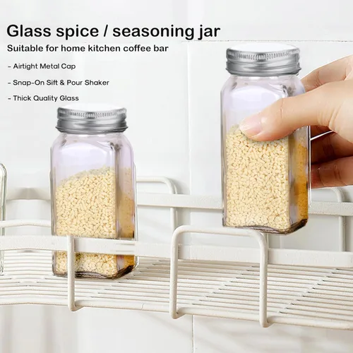 Miniatura 3 de ATB Salero y pimentero de vidrio con tapas de acero inoxidable, dispensadores de especias estilo granja, coctelera de azúcar con sello de frescura