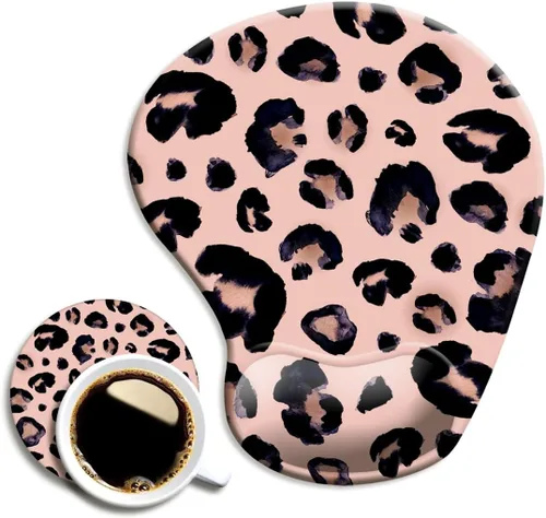 Miniatura 12 de DOOKE Alfombrilla ergonómica para ratón con soporte para muñeca y posavasos, alfombrillas para ratón con base de PU antideslizante para trabajo