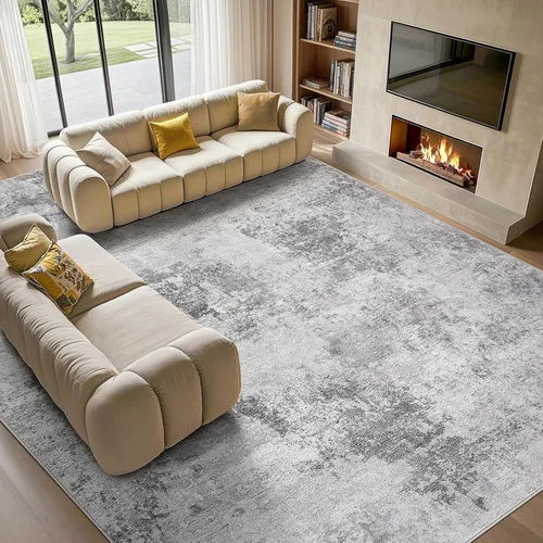 Miniatura 31 de Tortania Alfombra redonda lavable de 5 pies para sala de estar: Alfombra moderna abstracta neutra grande suave y delgada – Alfombra antideslizante