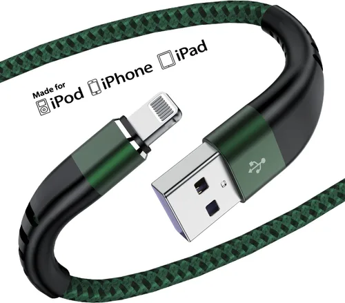 Miniatura 13 de Essri 3 cables de carga cortos de 1 pie para iPhone, con certificación MFi, cables Lightning fuertes de nailon trenzado, carga rápida USB para Azul