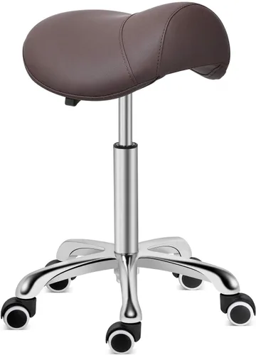 Miniatura 13 de Kaleurrier Taburete con ruedas para sillas de escritorio giratorias de cocina de salón Asiento de sillín; capacidad de peso de 350 libras; altura