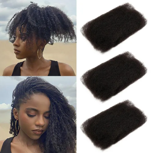 Miniatura 28 de FASHION IDOL Afro Kinkys - Cabello humano a granel para extensiones de rastas, reparación de Loc, trenzado, giro apretado, cabello humano afro