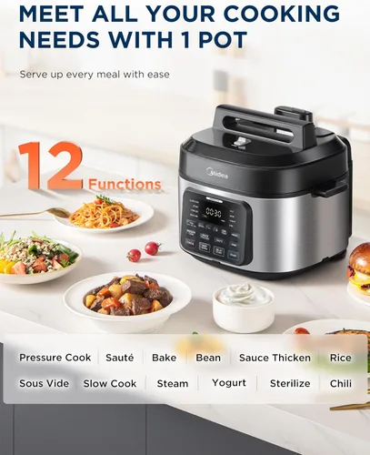 Miniatura 2 de Midea Olla a presión eléctrica 12 en 1, 6 cuartos de galón, 12 preajustes, olla de cocción lenta programable multifuncional, olla arrocera