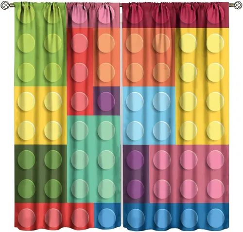 Miniatura 19 de Cortinas opacas abstractas de arco iris, pintura de color arcoíris con gotas, diseño gráfico creativo con bolsillo para barra, para sala de estar