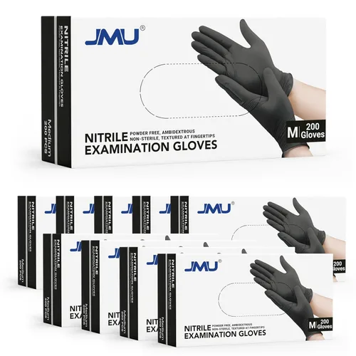 Miniatura 13 de JMU Guantes negros de nitrilo a granel mediano, caja de 1200, 3.5 mil, sin látex sin polvo