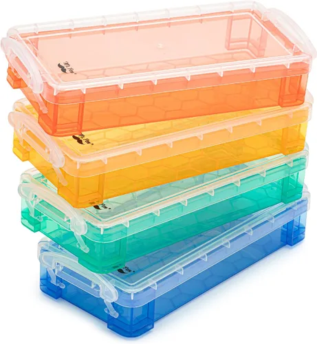Miniatura 29 de Mr. Pen - Cajas de lápices transparentes, paquete de 6, 7.9 x 4.5 x 2.4 pulgadas, azul transparente, tapa hermética, organizador de cajas de lápices