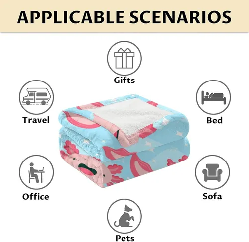 Miniatura 6 de Axolotl - Manta de regalo – 30 x 40 pulgadas, bonita manta de ajolote para mujeres y niñas, franela azul, suave, cálida y acogedora para sofá