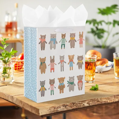 Miniatura 2 de Hallmark Bolsa de regalo extra grande de 15 pulgadas con papel de seda (osos y conejitos) para niños, baby showers, primeros cumpleaños