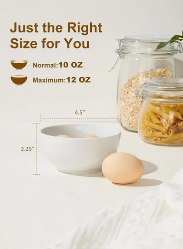 Miniatura 2 de Juego de 6 cuencos pequeños de cerámica blanca, cuencos de porcelana de 10 onzas para cocina, postre, arroz, guarnición, aperitivos, sopa, frutas