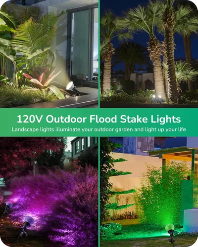 Miniatura 7 de EDISHINE Focos de 120 V para exteriores, luces LED de inundación enchufables, enchufe de luces de paisaje impermeables, cable de 6 pies, base E26