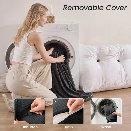 Miniatura 8 de Sasttie - Almohada de cabecero completa, almohada de cuña para cabecero para sentarse en la cama, cojín triangular de apoyo para la espalda