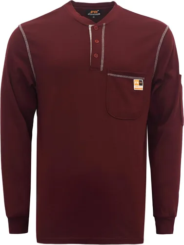 Miniatura 84 de KONRECO Camisas FR para hombre resistentes al fuego/ignífugo CAT2 7oz algodón dos tonos y camisa Henley