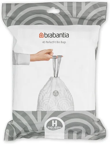 Miniatura 19 de Bolsas de basura Brabantia PerfectFit (Tamaño M/16 Gal) Bolsas gruesas de plástico para caneca de basura con asas de cordón (40 bolsas)