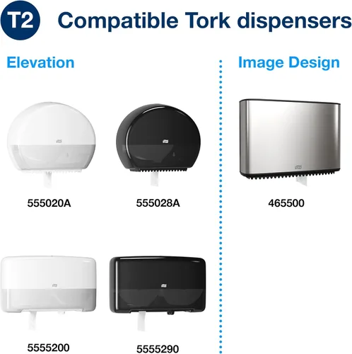 Miniatura 5 de Tork Advanced 12024402 rollo de papel tisú doble hoja para baño gigante compacto, 7.36 pulgadas de diámetro x 3.55 pulgadas de ancho, 751 pies