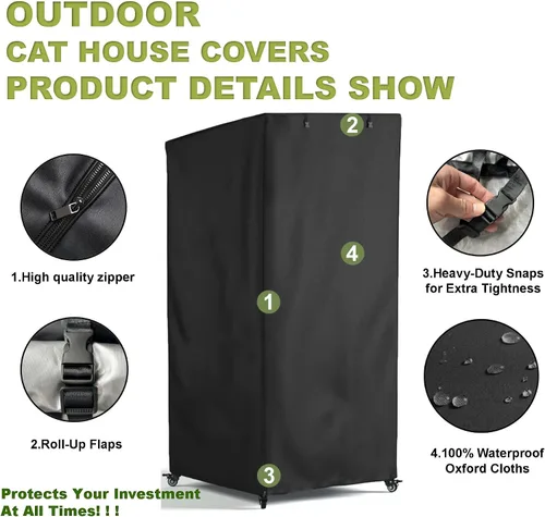Miniatura 2 de Funda protectora grande para casa de gatos para exteriores, cubierta protectora contra el polvo, lona impermeable resistente 600D, 100% impermeable