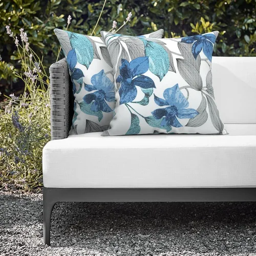 Miniatura 738 de Juego de 2 almohadas para exteriores de 16 x 16 pulgadas, repelentes al agua con interiores, para muebles de patio, hogar, jardín, geometría bohemia
