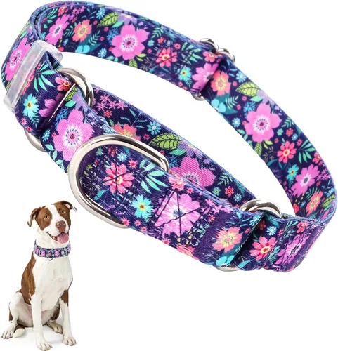 Miniatura 25 de Collar Martingale para perros, ajustable, de nailon suave, con diseño de bosque, para perros pequeños, medianos y grandes, collar de entrenamiento 3