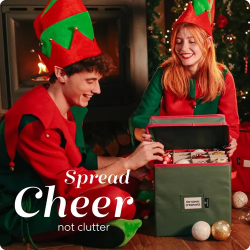 Miniatura 8 de Handy Laundry Almacenamiento de adornos de Navidad: almacena hasta 64 adornos navideños, divisores ajustables, dos asas. La caja de almacenamiento