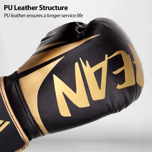 Miniatura 3 de Elite Training Gloves for Men, Women & Kids 10-16oz. Ideal for Boxing, MMA, Muay Thai, Kickboxing - 3.0 Victory Series Victory Negro y Oro