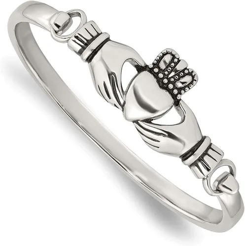 Pulsera celta de acero inoxidable con bisagras de 0.709 in con corazón Claddagh Joyería irlandesa Pulsera apilable vintage celta Regalo del día