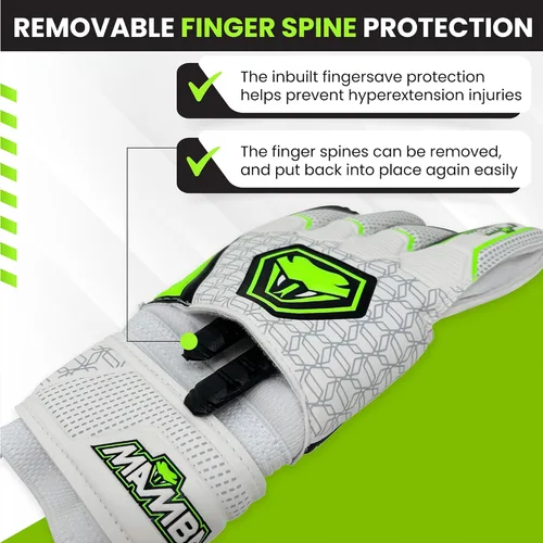 Miniatura 5 de MAMBA Reflex Guantes de portero Juvenil/Adulto Palma de látex de calidad y mano trasera Protección extraíble para la columna vertebral