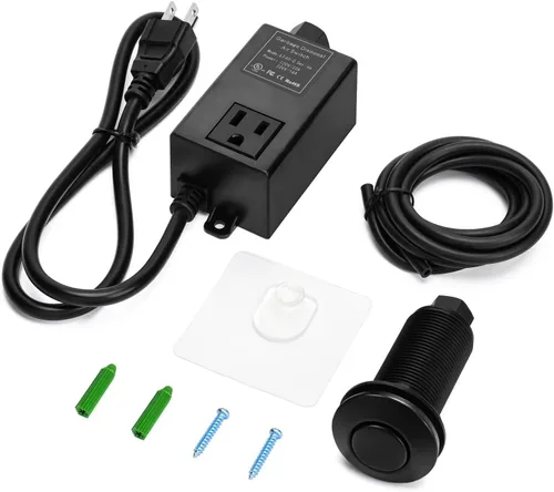 Miniatura 10 de Kit de interruptor de aire para eliminación de basura con botón de aire corto de níquel cepillado de acero inoxidable briidea Acero inoxidable